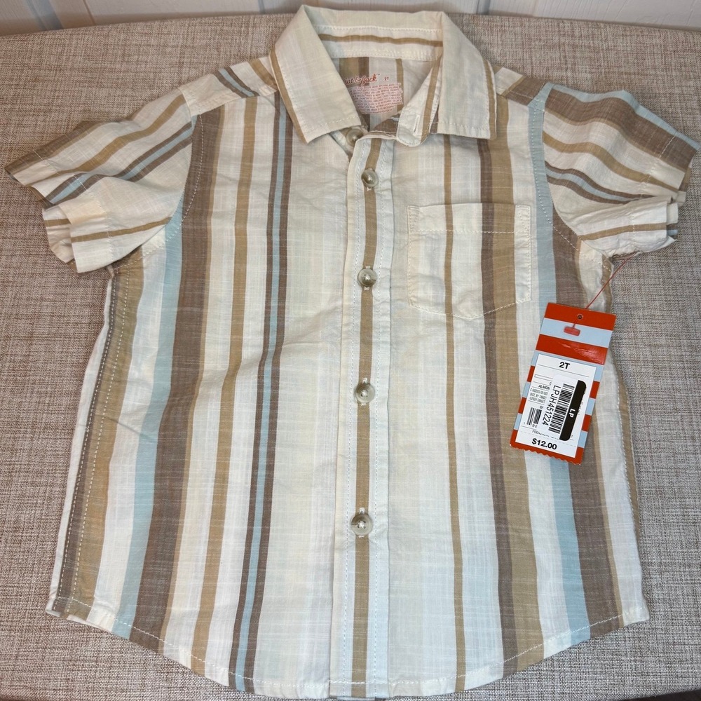 Cat & Jack Short Sleeve Button Up Poplin Woven Shirt, Toddler Boys 2T - NWT